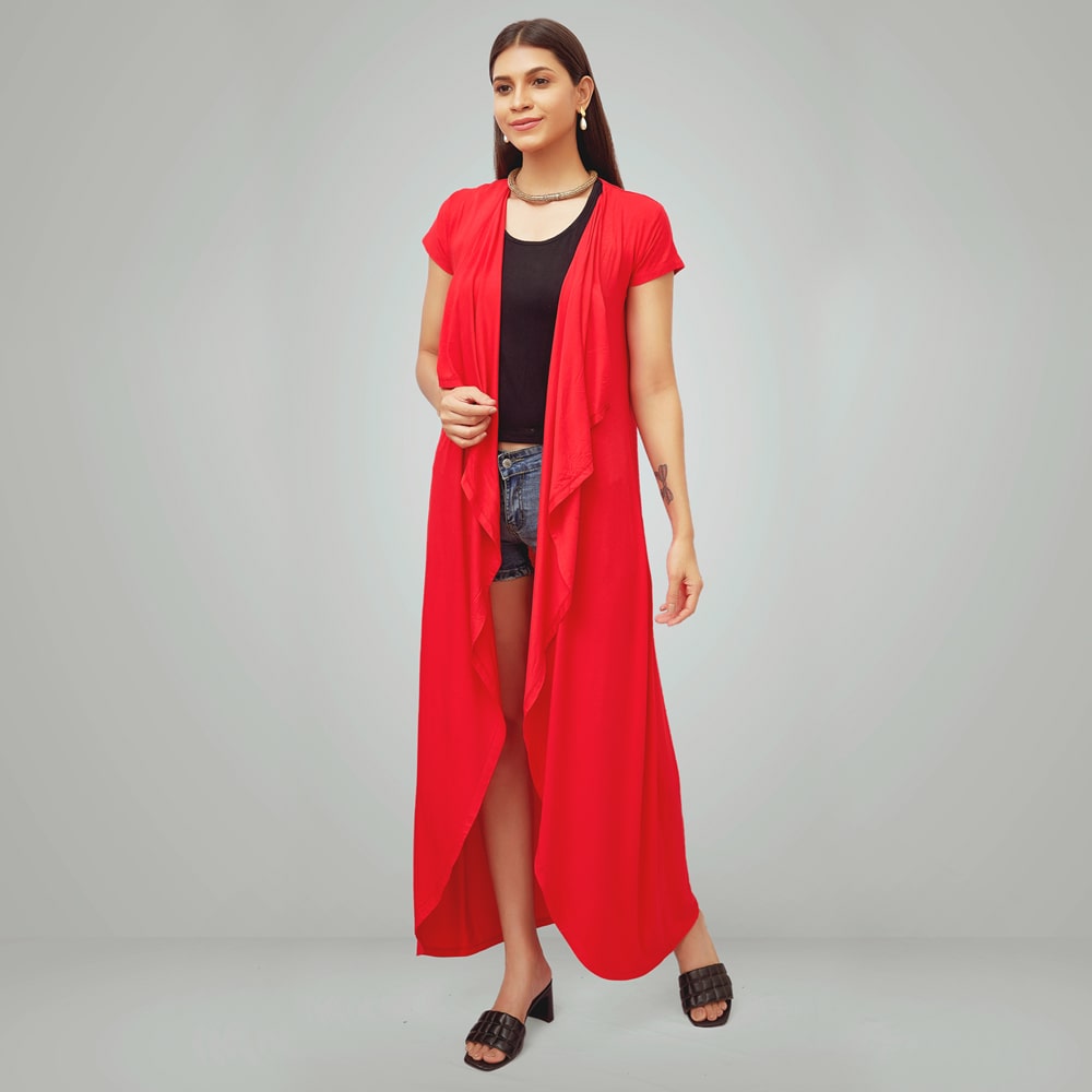 Designer Ribbed Slim Fit Maxi Dress With Shrug - Image 7